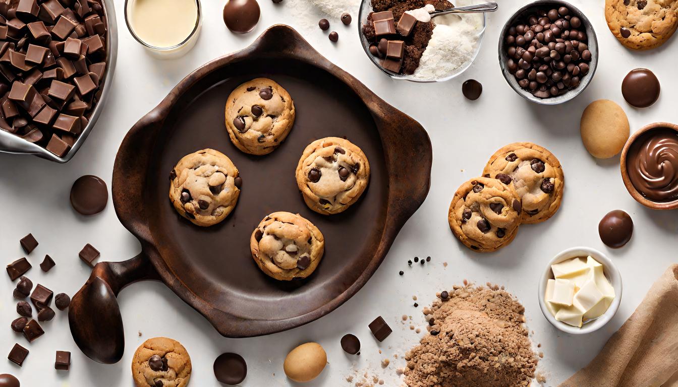 A delightful scene featuring the freshly baked Claire Saffitz's chocolate chip cookies being served and enjoyed. Present the cookies on a dessert plate or a cozy setting, conveying the irresistible homemade charm of these treats.