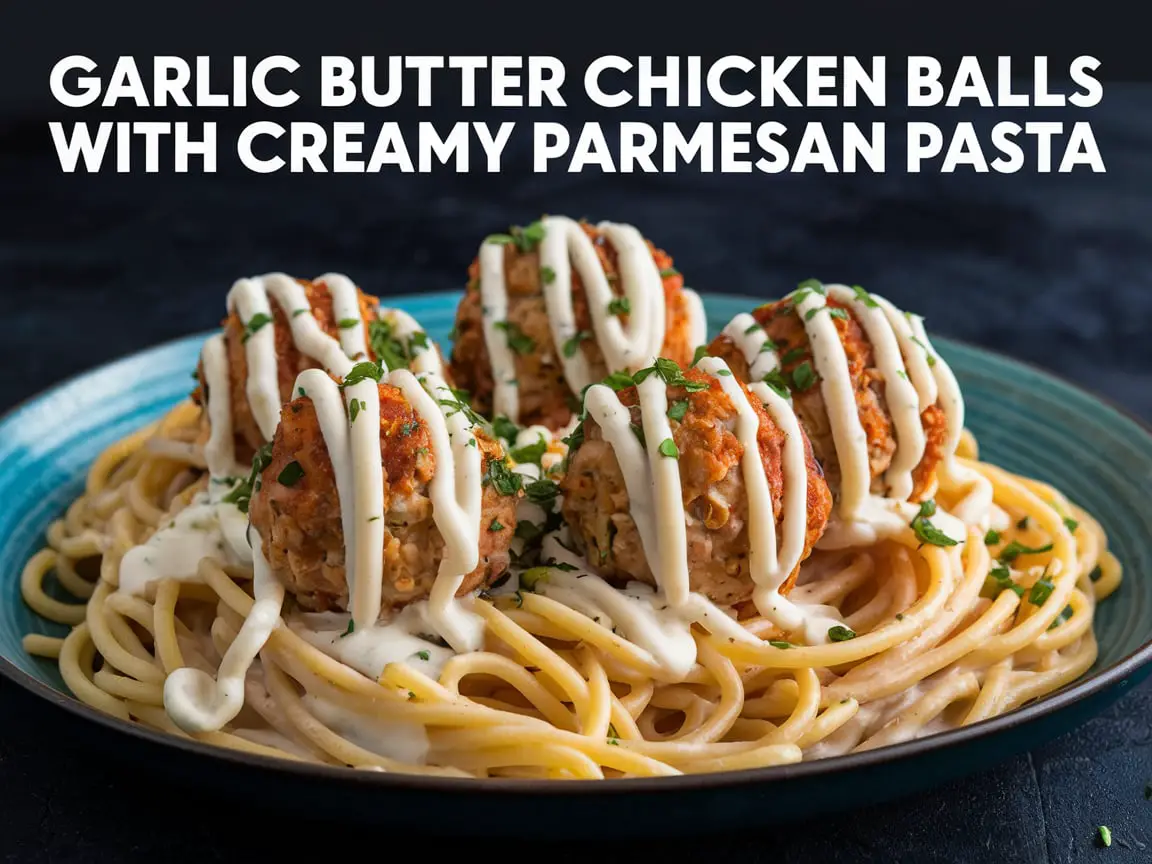 Golden Garlic Chicken Bites with Creamy Parmesan Pasta